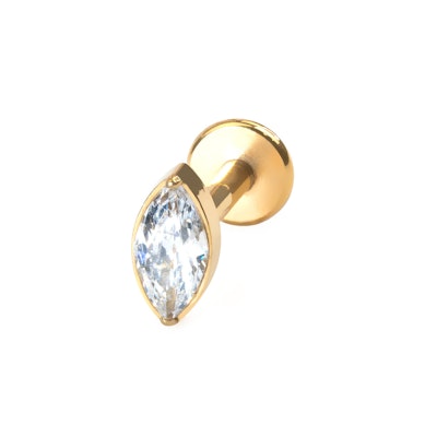 Labret em titânio com pedra com corte marquesa