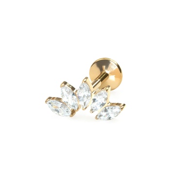 Labret curvo em titânio com 5 pedras