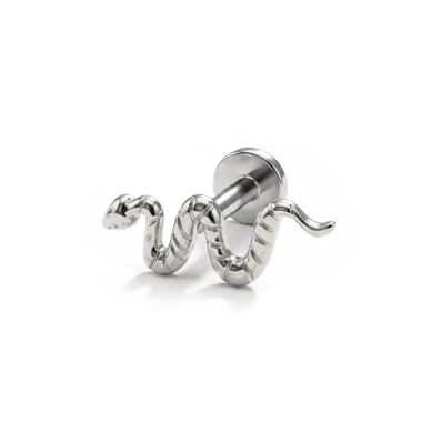 Labret de encaixe em titânio com serpente