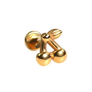 Labret em titânio com design de cereja e traseira plana