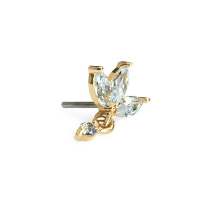 Flor de lótus de ouro 14k com pendente em topo de encaixe