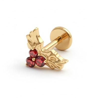 Labret em titânio com azevinho