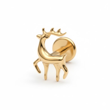 Labret em titânio com rena