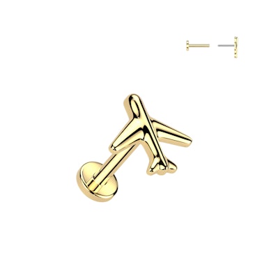 Labret em titânio com avião