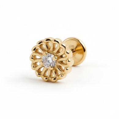 Labret em titânio com flor delicada