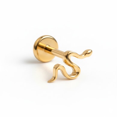 Labret em titânio com pequena serpente