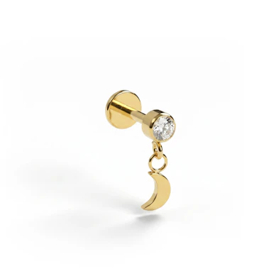 Labret de titânio com pendente de lua