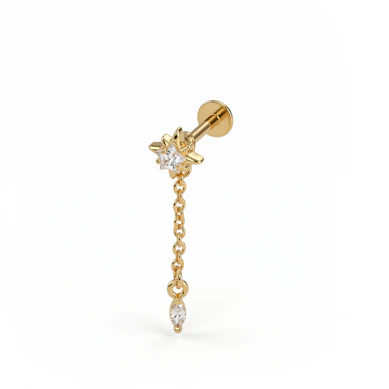 Labret com estrela e pendente