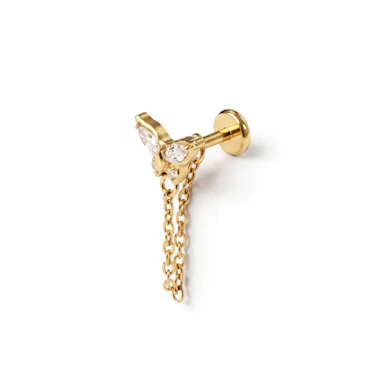 Labret em titânio com borboleta e pendente integrado