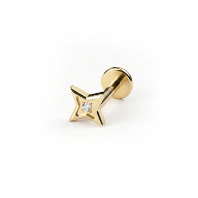 Labret em titânio com estrela de lados iguais