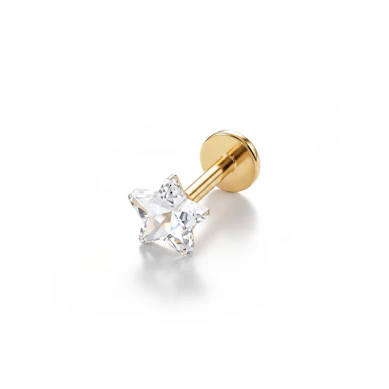 Labret com estrela de pedra