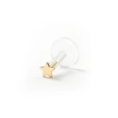 Labret com topo de estrela em ouro de 14 quilates