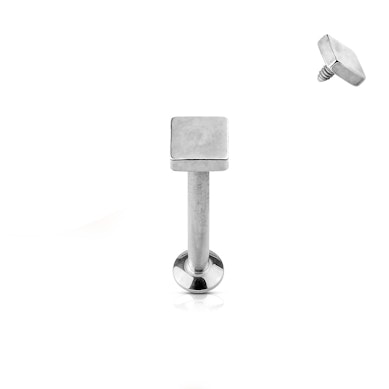 Labret com topo quadrado e rosca interna