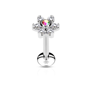 Labret com rosca interna e flor