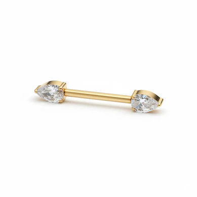 Barbell em titânio para o mamilo com gotas de pedra