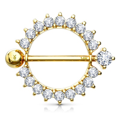 Mamilo piercing de ouro maciço 14 quilates