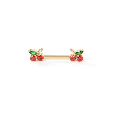 Barbell em titânio para mamilo com cerejas
