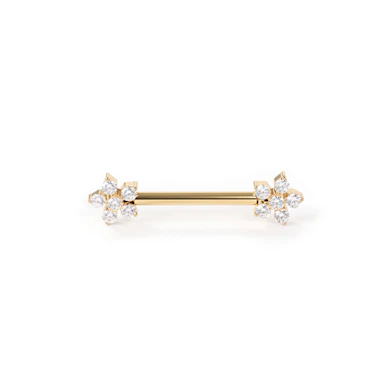 Barbell em titânio para mamilo com flores fofinhas
