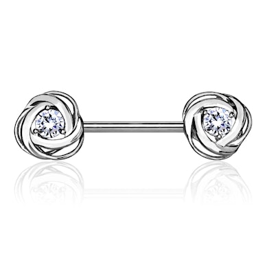 Mamilo piercing com rosa e brilhante
