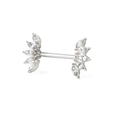 Mamilo piercing com brilhantes de corte marquise