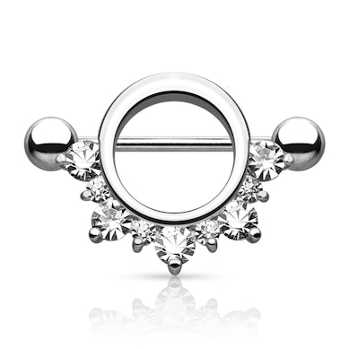Mamilo piercing com um arco de pedra
