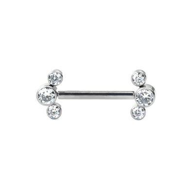 Barbell mamilo sem rosca com 3 zirconias