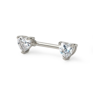 Mamilo piercing com zirconias em forma de coração