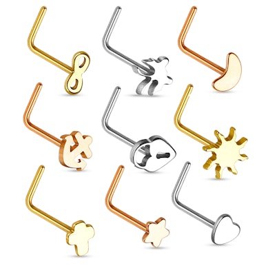 Nariz piercing com figuras diferentes