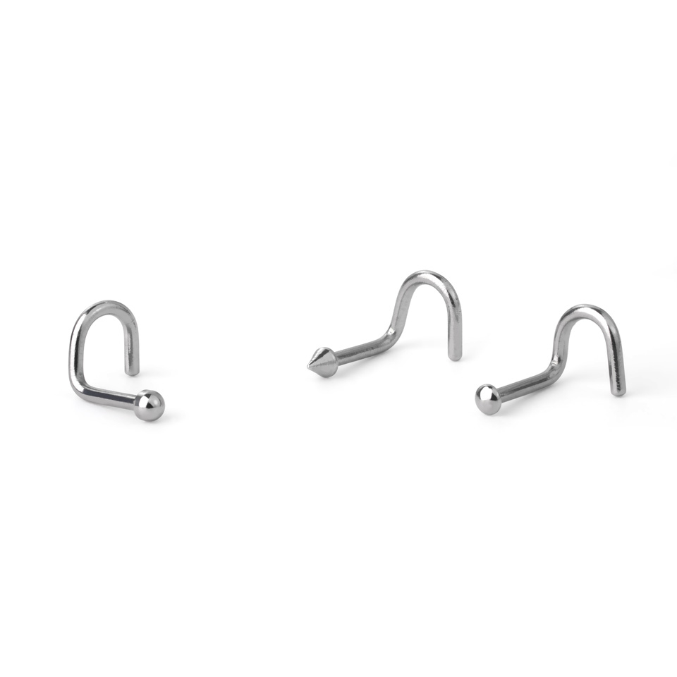 Nariz piercing de titânio com diversos formatos