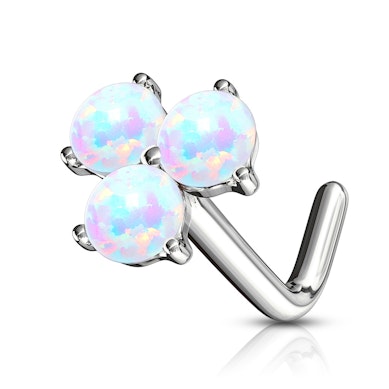 Nariz piercing em ouro de 14 quilates com 3 opalas