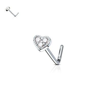 Nariz piercing com coração e três pedras