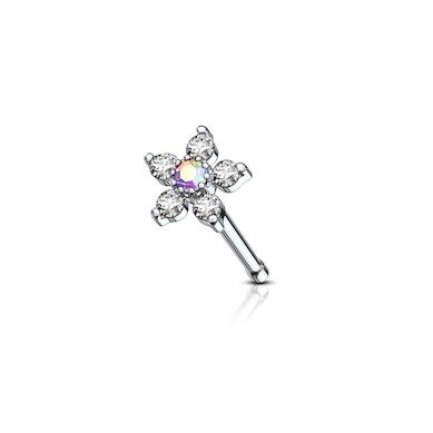 Nariz barra com flor de cinco pétalas de pedra
