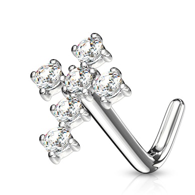 Piercing para o nariz de ouro 14 quilates com cruz cravejada de pedras