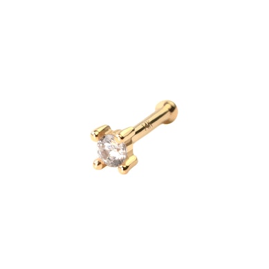 Nariz piercing em ouro de 14 quilates com pedra multi facetada