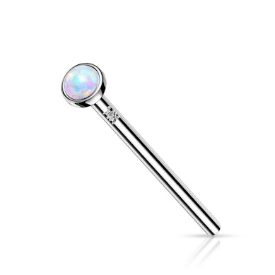 Nariz piercing em ouro 14 quilates com opala biselado