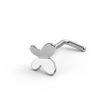 Stud para o nariz em titânio com borboleta