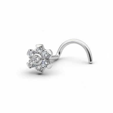 Stud para o nariz em titânio com flor