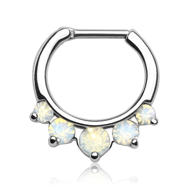 Septo piercing com pedra opalina grande