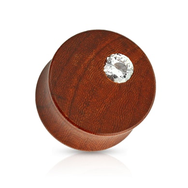 Plug de madeira mogno com uma pedra