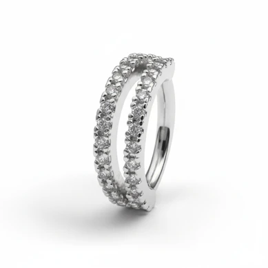 Argola de duas fileiras com brilhantes