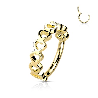 Argola com segmento articulado com corações