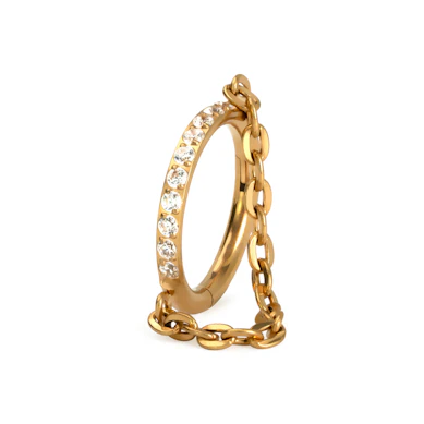 Argola articulada com pedras e correntes