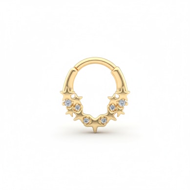 Argola virada para a frente com estrelas e pedras