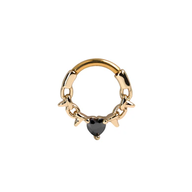 Argola virada para a frente arame farpado e coração
