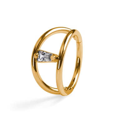 Argola dupla em titânio com pedra na interseção