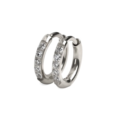 Par de huggies em titânio com pedras