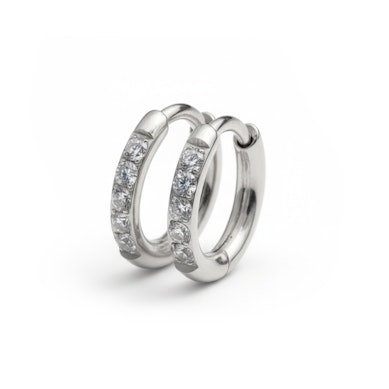 Par de huggies em titânio com pedras