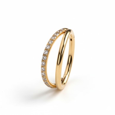 Argola dupla em titânio com pedras num dos lados