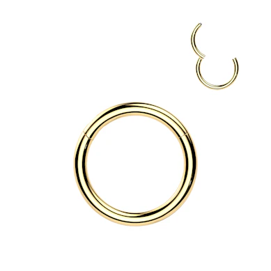 Argola articulada em titânio banhada a ouro 14k