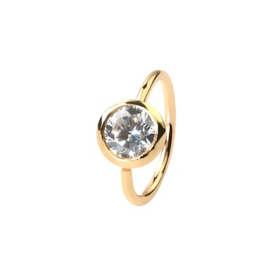 Argola simples de ouro 14 quilates com uma pedra